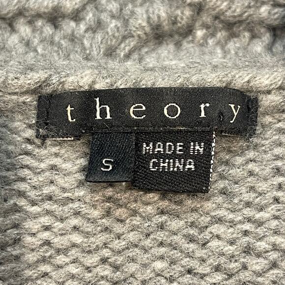 Theory Remy 100% Cashmere Chunky Cabled Shawl Collar Pullover Sweater Size Small - Picture 7 of 9